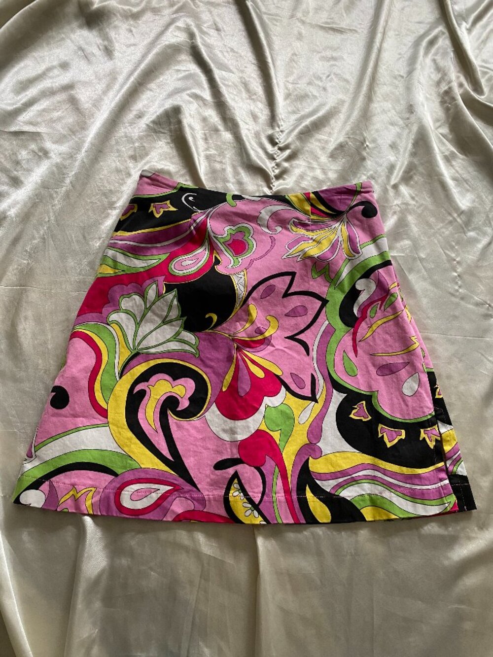 VTG y2k Multicolor Abstract Swirl Kaleidoscope Psychedelic Mini Skirt Size 6